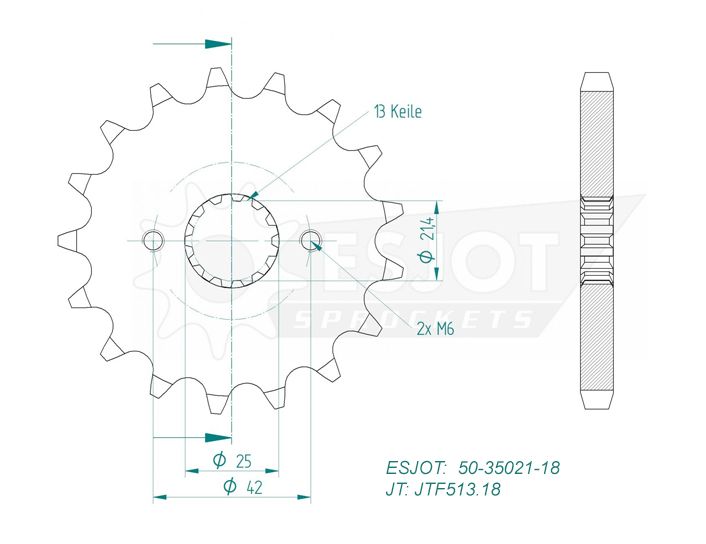 Звезда приводная 50-35021-18 / JTF513.18, JTF513