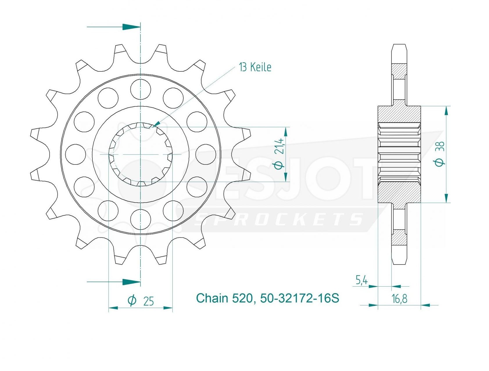 Звезда приводная 50-32172-16S / JTF1373.16, JTF1373