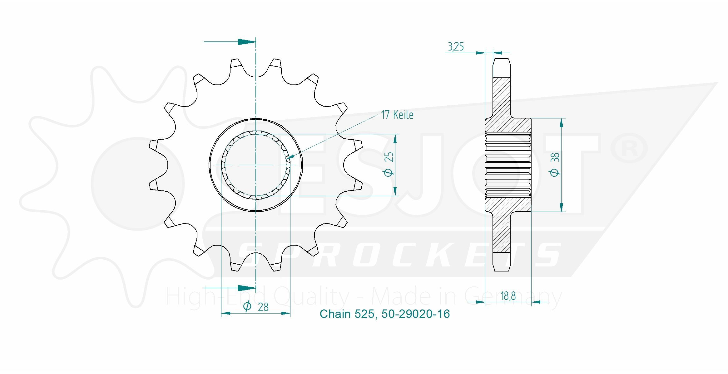 Звезда приводная 50-29020-16 / JTF704.16, JTF704