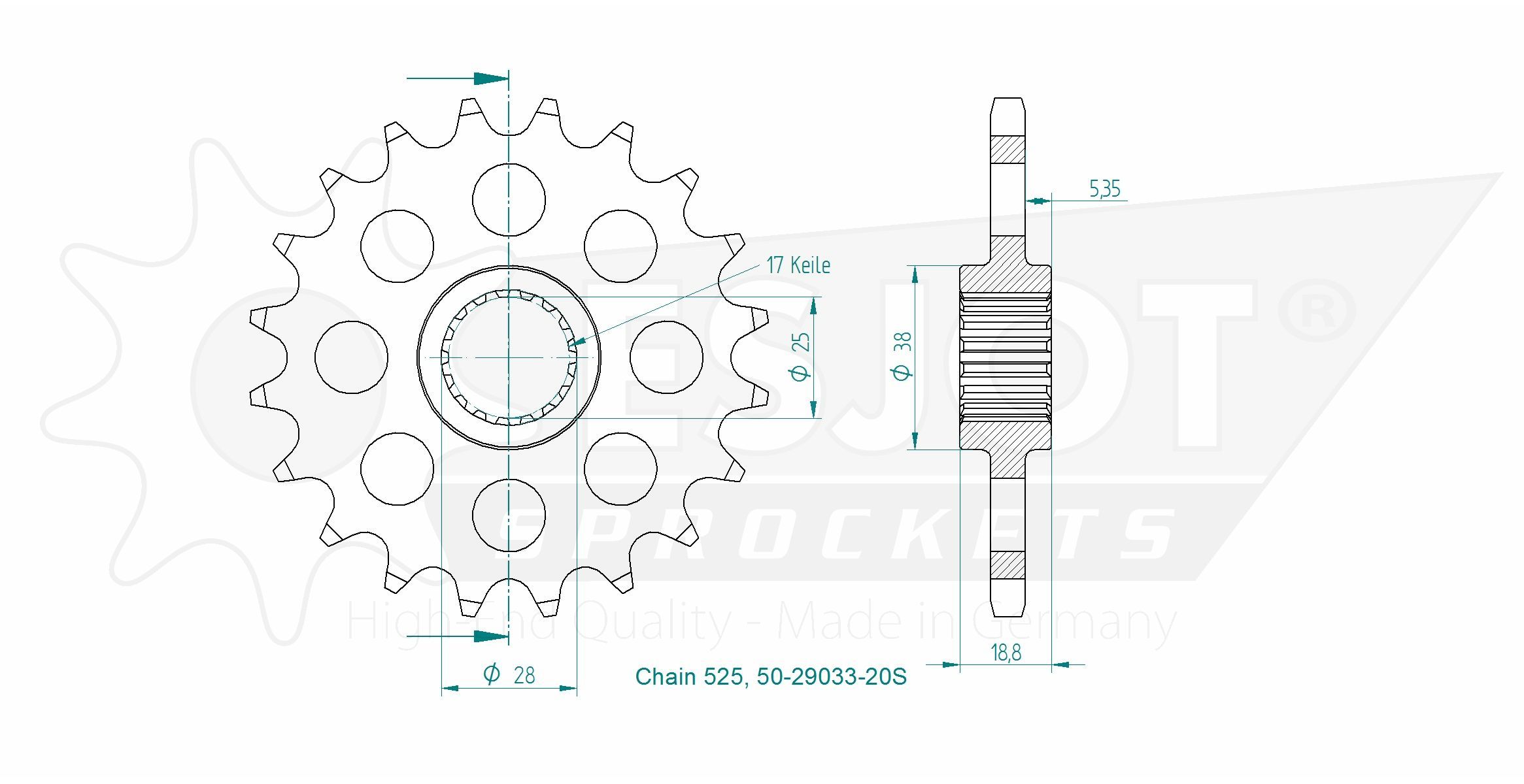 Звезда приводная 50-29033-19S / JTF405.19, JTF405