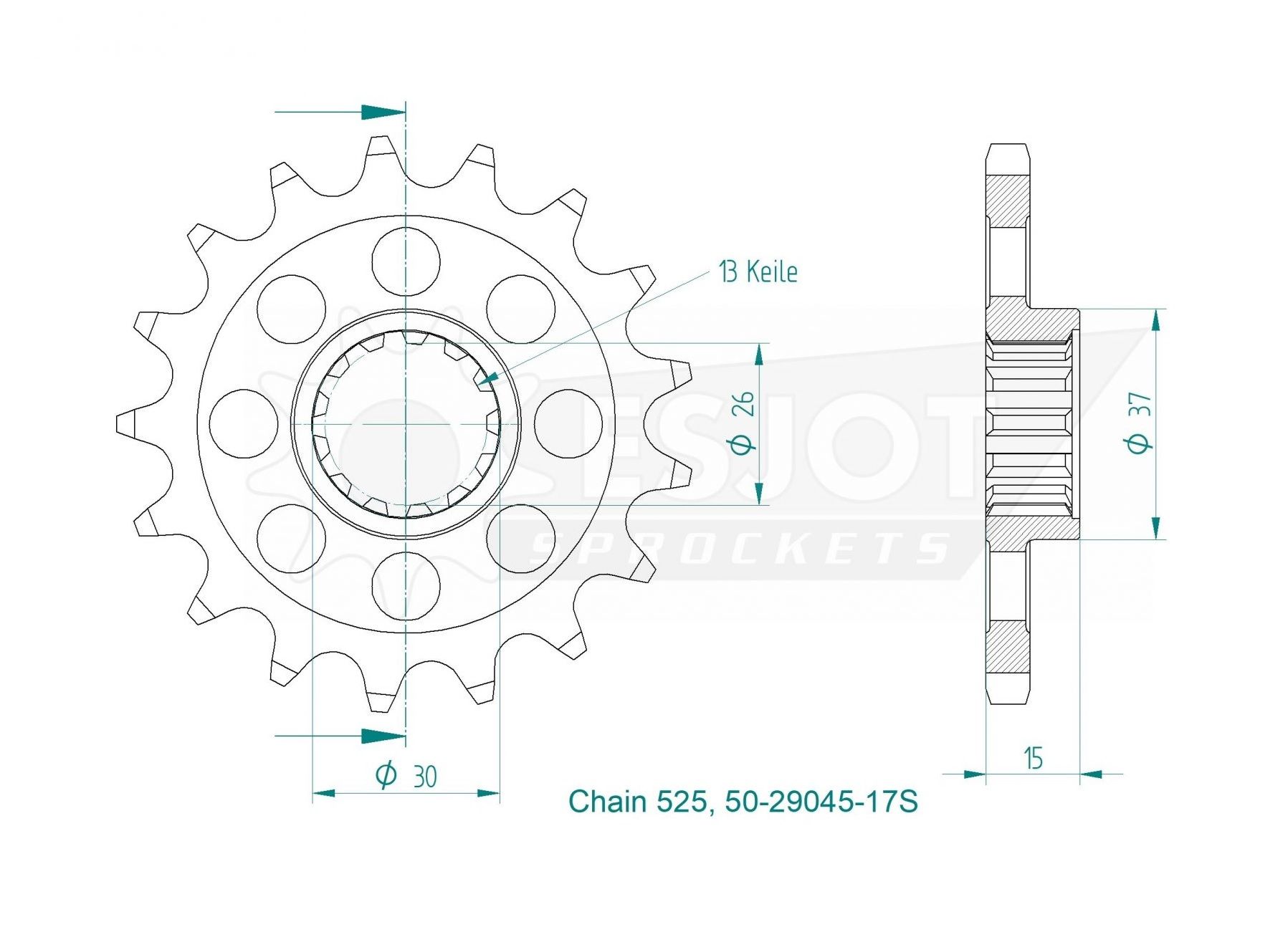 Звезда приводная 50-29045-17S / JTF404.17, JTF404