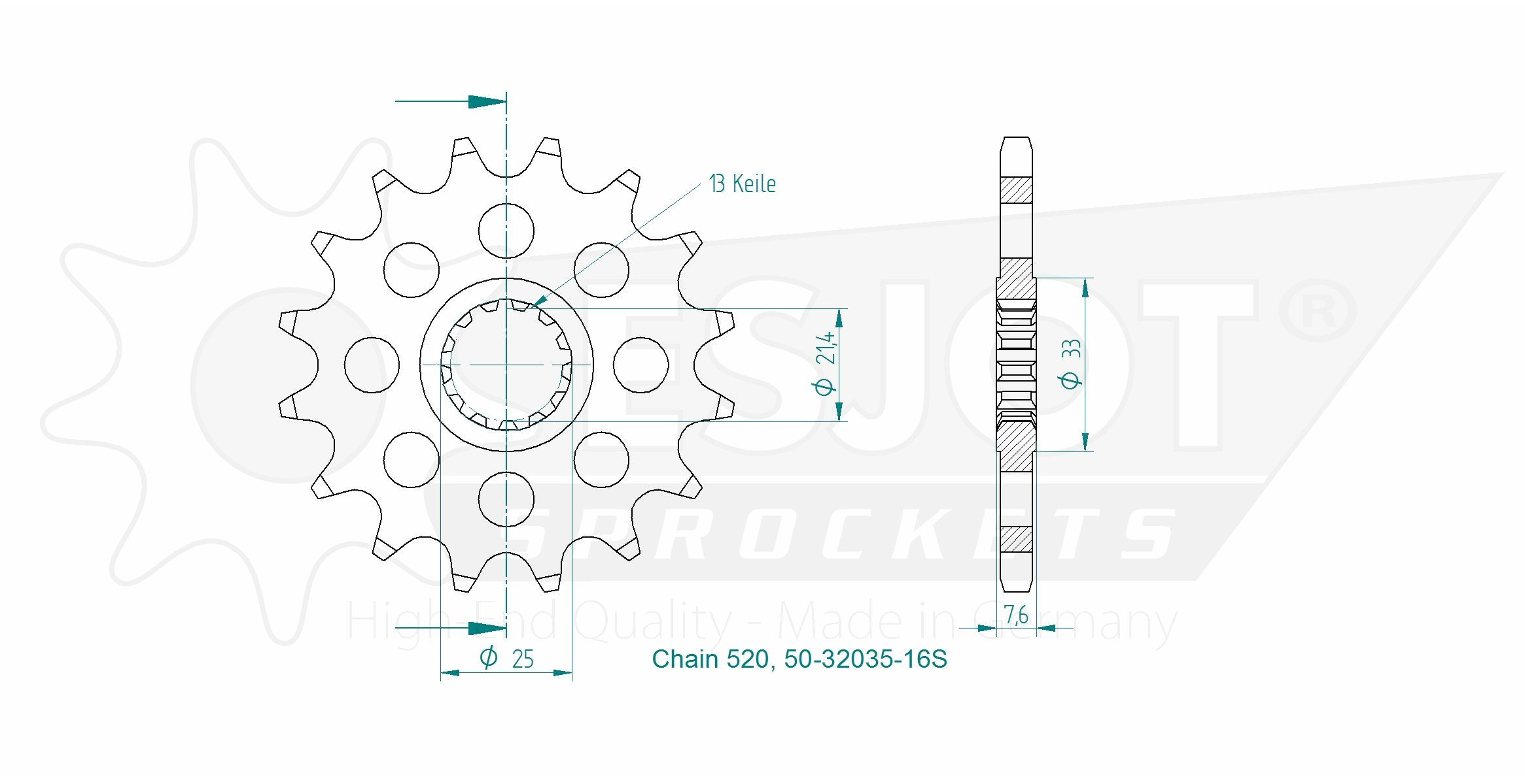 Звезда приводная 50-32035-16S / JTF1536.16, JTF1536