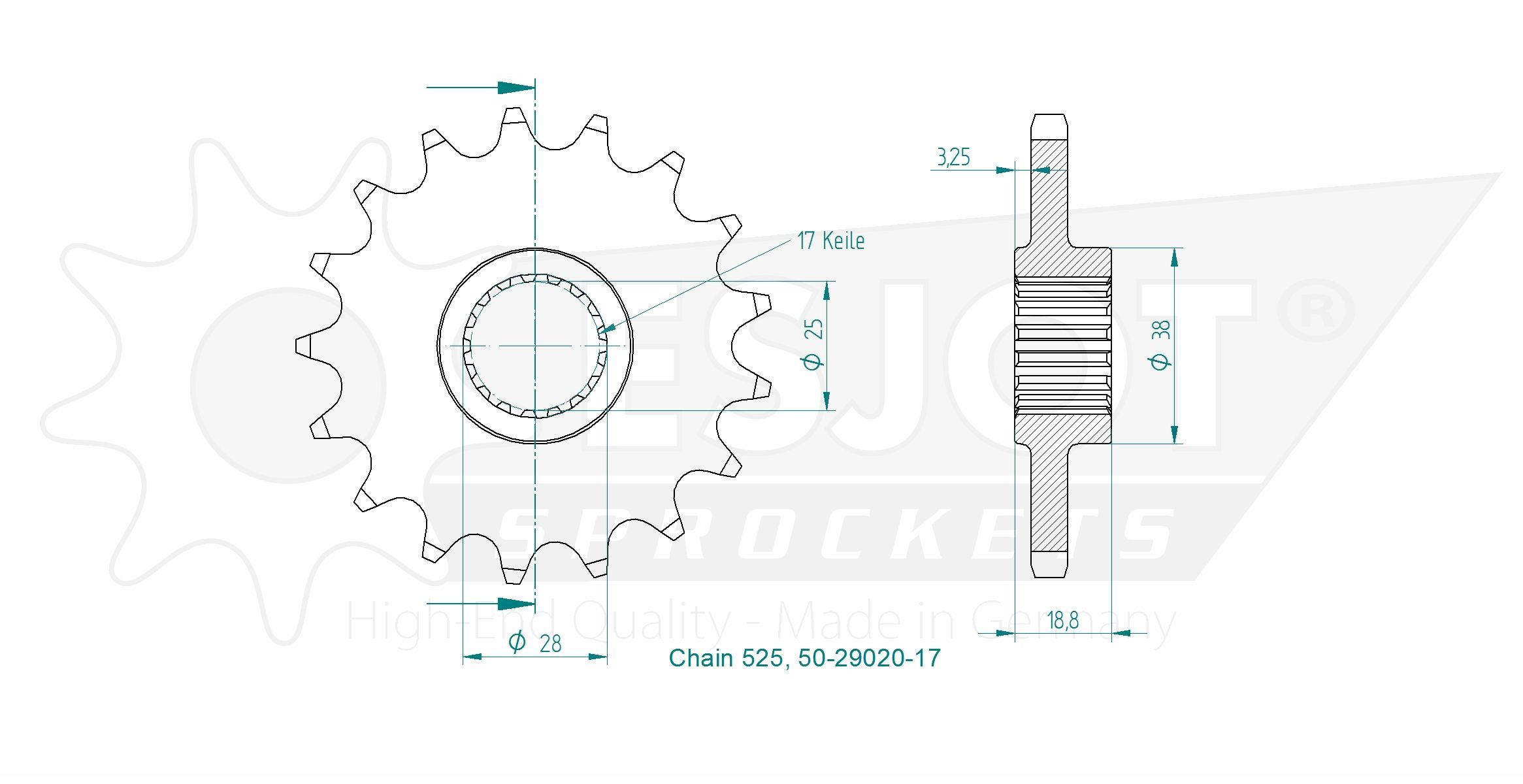 Звезда приводная 50-29020-17 / JTF704.17, JTF704